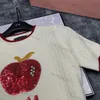 Suéter de lentejuelas para mujer, jersey de diseñador, prendas de punto con estampado de monograma, cuello redondo, manga corta, Tops de punto clásicos