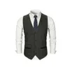 Men's Check Tweed Slim Fit British Style Pure Cotton Single-breasted Sleeveless Jacket Wedding Vest Men