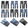 High Street – jean slim élastique peint de styliste, violet, extensible, boutons, marque Hip Hop, pantalon noir pour hommes