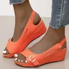 Sandales à talons compensés pour femmes, chaussures d'été à plateforme, bout ouvert, élégantes, mode Rome, 2023