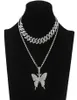Modeschmuck Glam Schmetterling Halskette Set Strass Halsband Halskette für Frauen Bling Statement Schmuck5048734