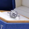 100% anneaux 1CT 2CT 3CT brillant diamant Halo bagues de fiançailles pour femmes filles promesse cadeau bijoux en argent Sterling 231225