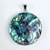 Circle Round Pendant Abalone Natural Blue Green Paua Shell Peacock Abalone Ocean Resort Gift 5 Pieces224w