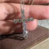 Fashion Cross Designer Pendant Necklaces Beauty Shining A CZ Diamond Stone Crystal Top Quality Women Necklace S925 Sterling Silver274b