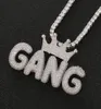 Hip Hop Custom Name Crown Small Letters Pendant Necklace Micro Cubic Zircon with 24inches Rope Chain1275295