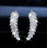 2019 New Arrivic Luxury Jewelry 925 Sterling Silver Pave White Sapphire CZ Diamond Leaf Feather Stud earring for women gi6832080