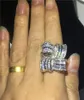 Vecalon duży luksusowy pierścionek kwiatowy 925 Srebrny srebrny kształt Diamond Prączka ślubna