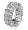 Hip Hop Iced Out Copper Goldsilver Color Plated Micro Pave CZ Stone 2 Row Round Ring Men Women Charm Juvely9598914