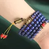 Pulseira lapis lazuli pedra japamala pulseira 108 budista oração grânulo mala pulseira homens mulheres cura proteção de energia jóias