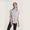 Desginer Alos Yoga Al Camiseta feminina com top de manga curta, solta e respirável com costas divididas, roupas femininas casuais originais de fábrica