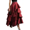 Yeezzi Female Stylish Selection A-Line Falbala Party Maxi Skirts High Waisted Solid Color Long Skirts For Women Autumn 231225