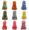 Camouflage militaire soyeux Durag coloré Premium 360 vagues longue queue Durags casquettes Hiphop pour hommes et femmes de haute qualité Durag9319557