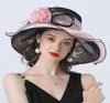 Women Summer Church Hat Organza szeroki brzeg słońca Ladeis Fascynator dla Kentucky Derby Wedding Bridal Dress Party 2105313501709