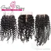 Wefts Sale Top Lace Closure Curly Hair Free Middle 3 Part 4x4ヘアピースバージンヘアクロージャーエクステンション扱い