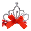 ملابس الكلاب حلوة مقاطع الشعر CAT CROWN BOW PARINS BARRETTE PUPPY RHINESTONE PERL PET PET Grooming Supplies Colorfull