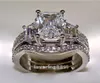 Choucong Princess Cut 5CT Diamond 10kt White Gold Filled 3in1 Engagement Wedding Ring Set Size 511 Gift3171249