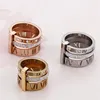 Design Stack Stainless Steel Gold Ring For Women Zircon Diamond Roman Numerals Wedding Engagement Rings310Z