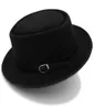 Pork Pie Hoed Voor Vrouwen Mannen Met Mode Leer Voor Papa Wol Platte Fedora Voor Lady Gambler Trilby Hoed maat 58CM5334615