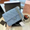 Rose Bag Mini Handbas Blue Denim Canvas Frauen Designer Sier Kettenbeutel 3 Klappengrößen Diamant Geschenkgitter mit Kiste Hochqualität klein