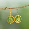 Boucles d'oreilles pendantes en or véritable 14K, Jade Aros Mujer Oreja, boucles d'oreilles goutte pour femmes, pierres précieuses naturelles fines, Bizuteria Orecchini pour femmes