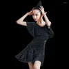 Bühnenkleidung Mode Kinder Salsa Kleider Pailletten Latin Dance Kleid für Mädchen Fransen Ballsaal Samba Tango Dresse Spractice