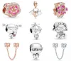 Nuovo popolare argento sterling 925 argento/rosa/oro rosa perfetta casa fiori scintillanti perline fai da te per gioielli braccialetto di fascino originale accessorio di moda7796493