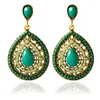 Stud Earrings Long Ethnic Luxury Dangle Vintage Red Boho Big Crystal Drop Bohemian Blue Women Wedding Jewelry