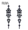 FLOLA Marke Vintage Schwarze Ohrringe mit Steinen Strass Lange Kronleuchter Ohrringe Gothic Modeschmuck für Frauen ersh344974172