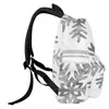 Rucksack Weihnachten Aquarell Schneeflocke grau Student Schultaschen Laptop individuell für Männer Frauen weiblich Reise Mochila