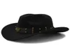 Chapéu de vaqueiro ocidental feminino de lã preta chapéu cavalheiro jazz sombrero hombre boné pai cowgirl tamanho 5658 cm 2208176156024