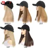 AOSI Fashion Black Baseball Cap With Wig Women Summer Synthetic Long Straight Hair Adjustable Hat 231226