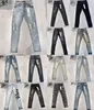 Mode neue Designerjeans für Herrenhosen lila Marke Trends Distressed Schwarz zerrissener Biker Slim Fit Motorrad Mann gestapelt Männer Baggy Hole Jeans lila lila