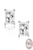 Pendientes de circonita de 9mm con corte princesa de plata de ley auténtica para mujer, joyería de boda brincos Boucle D039oreille Femme Bijoux 6690250