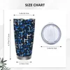 Tumblers Ciência Matemática Peças de Pi Blue Tumbler Vácuo Isolado Copo Térmico com Tampa Palha Dupla Parede Canecas Bebida Fria 20oz