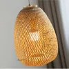Kolye Lambalar Vintage Bambu Lamba Yemek Odası Aydınlatma Restoran Dekorasyonu için Basit Işıklar Japon Stil E27 Süspansiyon armatürü