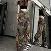 Pantaloni da donna American Vintage Camouflage Scava fuori Pantalones a vita alta Summer Streetwear Y2k Harajuku Abbigliamento casual allentato