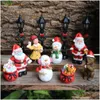 Outra decoração de casa em miniatura poste de lâmpada de rua de Natal luzes LED para decoração de vila mini estatueta ornamento acessórios de jardim dr dhsle