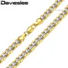 Davieslee Silver Color Yellow Gold Filled Halsband för herrkedja Hammerad Cut Round Curb Cuban Link 6mm264n