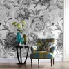 Wallpapers WholesaleGrey black and white floral custom 3D wall paper mural on the wall wholesale for office living room meeting room