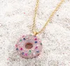 Iced Out Colorful Donuts Pendant Halsband Fashion Mens Womens Couples Hip Hop Rose Gold Halsband Juvely2567906