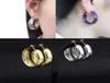 Hoop Huggie GoldPurpleSilver Color Wide Earring Stainless Steel Earrings For Women Men Personality Jewelry Ear Rings Piercing6905636
