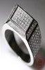 Full CZ Diamond äkta 925 Pure Sterling Silver Men Rings för manliga bröllopsengagemang Band Fina smycken Hela ring M0356030982