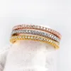 Enkla modesmycken 925 Sterling Silverrose Gold Fill Pave White Sapphire CZ Diamond Eternity Women Wedding Engagement Band RI2650