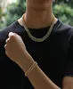 12 mm Miami Cuban Link Chain Naszyjnik Zestaw Męski Bling Hip Hop Iced Out Diamond Gold Srebrny Raper Siełki Kobiety Luksus 9779372