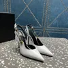 Designer Dress Shoes Satin Drill Buckle Safety Pin Patent Leather High Heeled Women's Shoes Wedding Shoes Fine Heeled Banquet Shoes