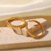 Stud Earrings Stainless Steel PVD 18K Gold Plated Tarnish Waterproof Big Size Twist Hoop For Woman Jewelry Wholesale Trendy