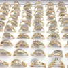 50pcs / lot Simple Dames Couleur Or Bagues Zircone Élément Conception Mixte Pour Lovers2550