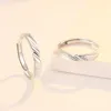 Cluster Rings Geometry Mobius Set Micro Inlay Zircon Couple Ring For Men And Women Unique Design Light Luxury Simple Open Gifts