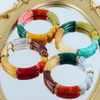 FishSheep Coloré Acrylique Bambou Bracelets Pour Femme Extensible Résine Perles Coude Manchette Bracelets Porte-Bonheur Bracelets Y2K Bijoux 231226