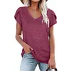 Women's T Shirts Europe The United States Spring Summer Solid Color V-Neck Short-Sleeved T-Shirt Tops Women Customize Your LOGO Text